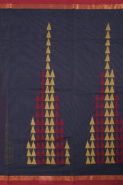 Navy Blue Handwoven Kovai Cotton Saree 10059927