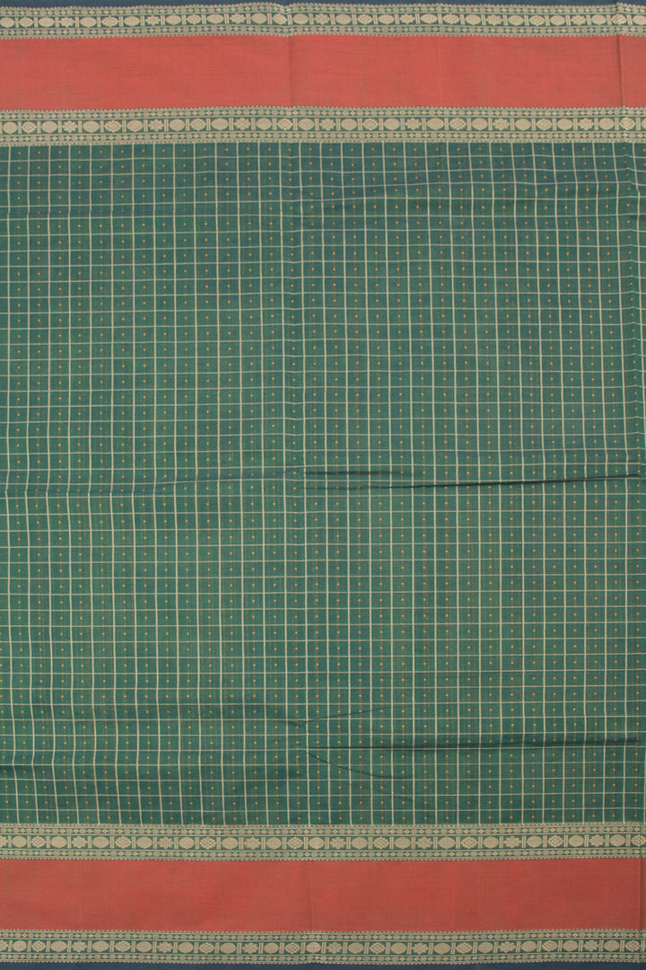Hunter Green Handwoven Kanchi Cotton Saree 10059971