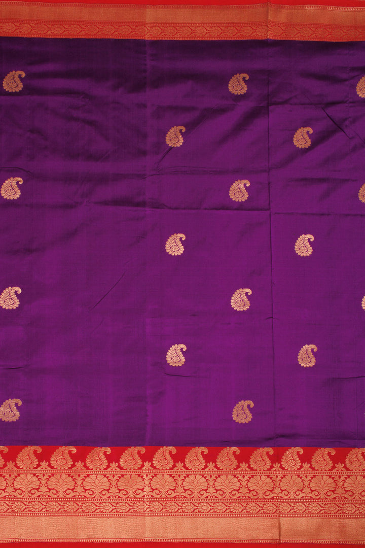 Violet Handloom Banarasi Kadhwa Katan Silk Saree 10061140