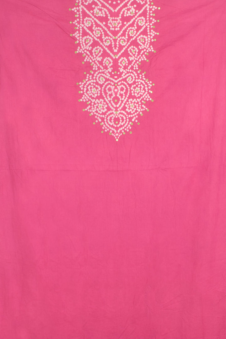 Taffy Pink Mirror Work Bandhani Cotton 3-Piece Salwar Suit Material 10059058