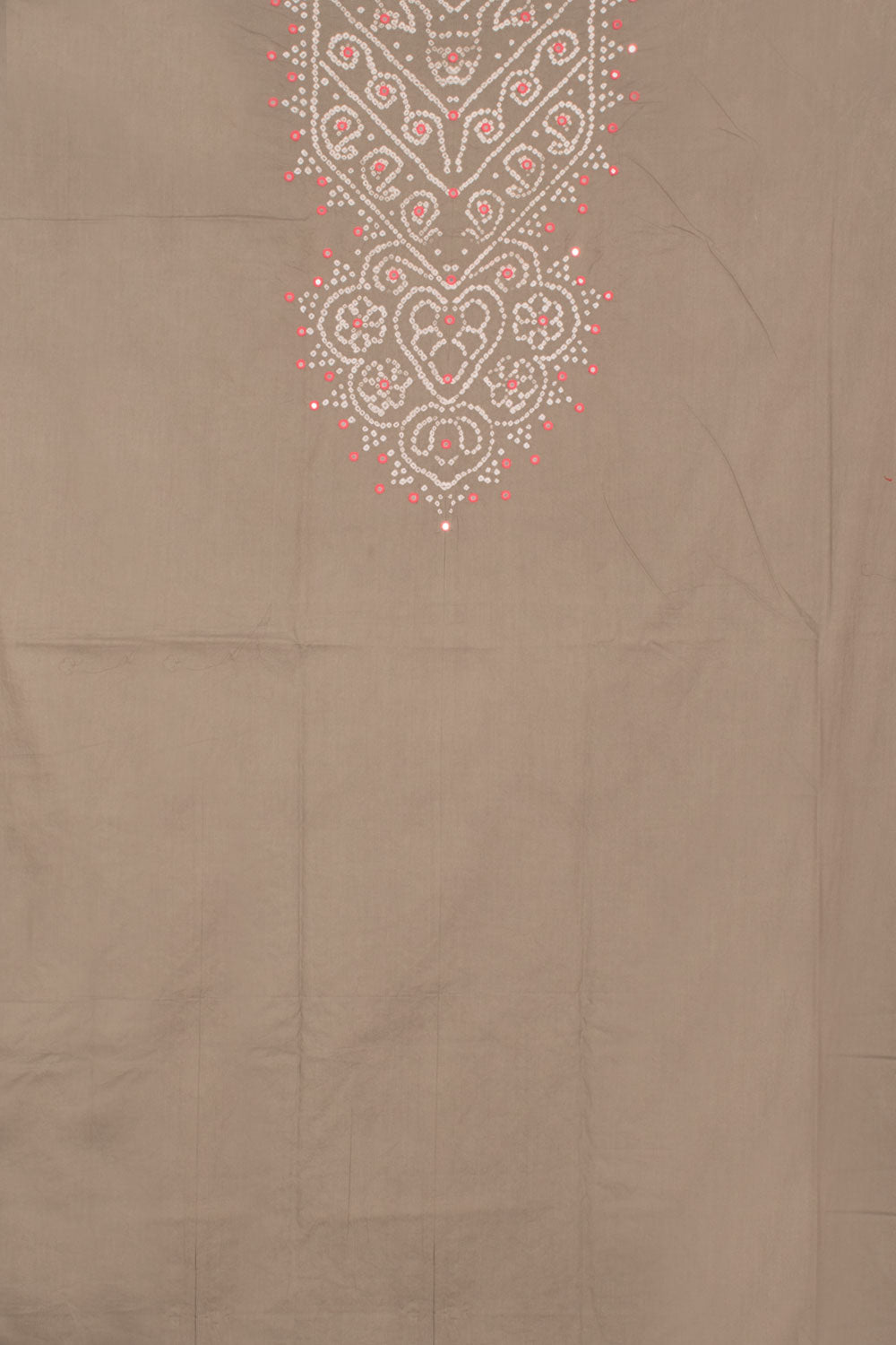 Fossil Grey Mirror Work Bandhani Cotton 3-Piece Salwar Suit Material 10059061