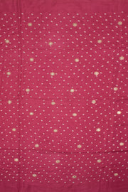 Berry Red Handcrafted Bandhani Mulberry Silk Saree 10059050