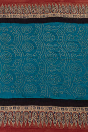 Mediterranean Blue Handcrafted Ajrakh Printed Bandhani Gajji Silk Saree 10059605