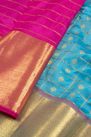 5 to 9 Year Size Pure Zari Kanjivaram Silk Pattu Pavadai Material 10058082