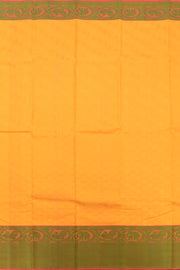 Saffron Yellow Threadwork Kanjivaram Silk Saree 10059197