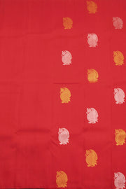 Red Handloom Pure Zari Borderless Kanjivaram Silk Saree 10059999