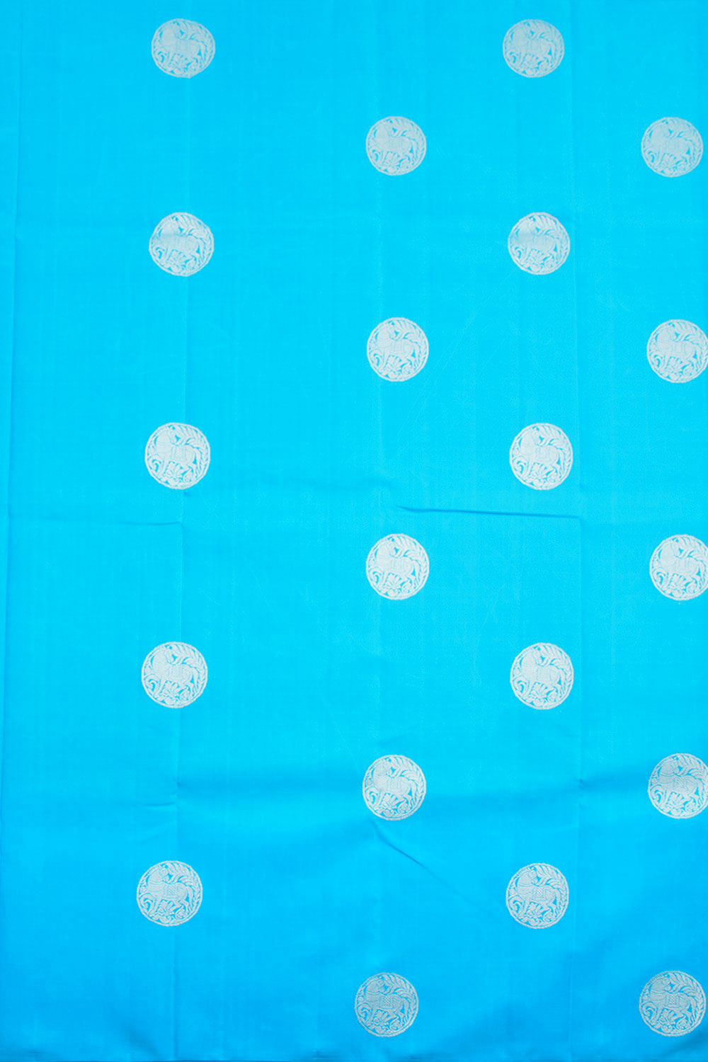 Deep Sky Blue Handloom Pure Zari Borderless Kanjivaram Silk Saree 10060004