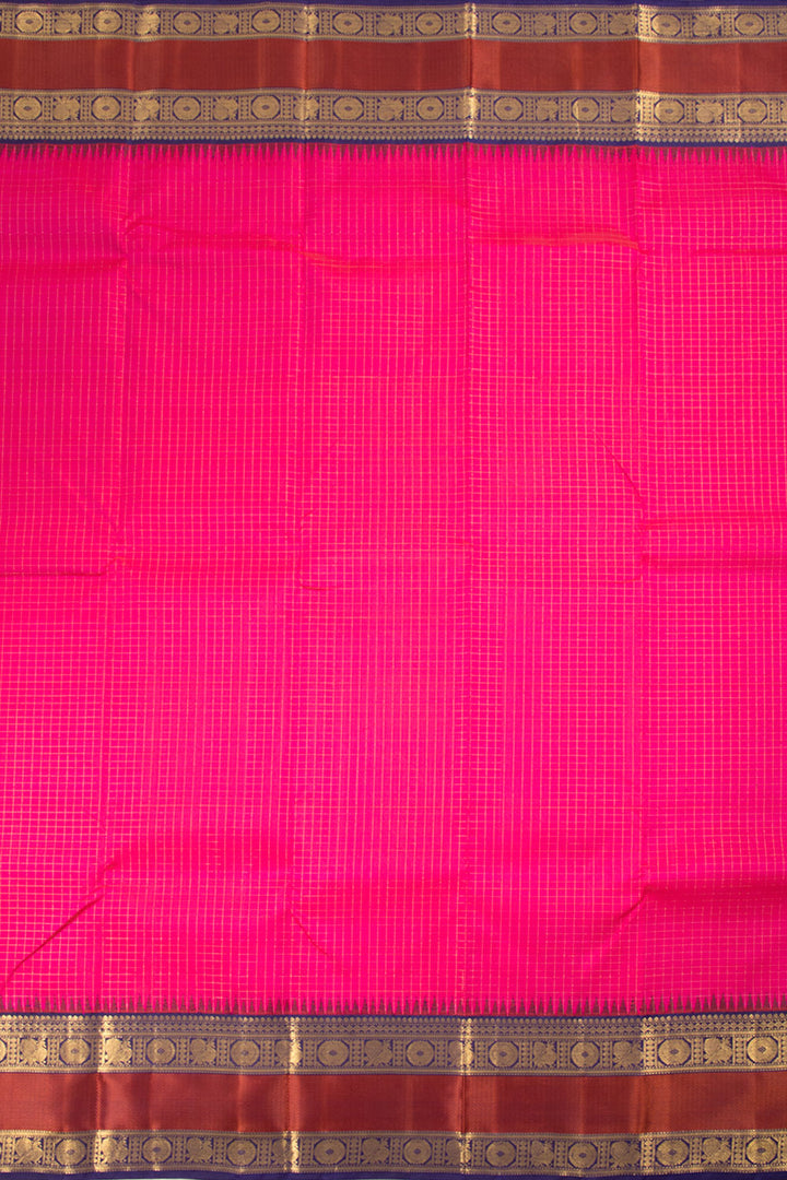 Raspberry Pink Pure Zari Korvai Kanjivaram Silk Saree 10060034