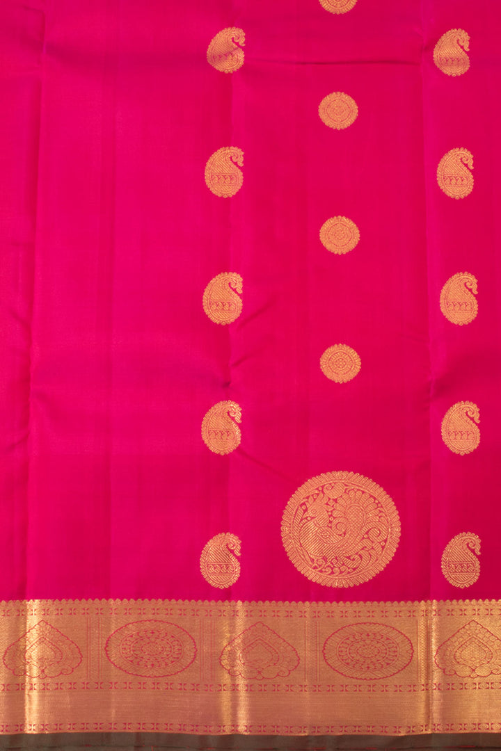 Hot Pink Pure Zari Kanjivaram Silk Saree 10060056