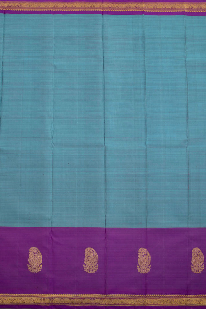 Munsell Blue Handloom Pure Zari Kanjivaram Silk Saree 10060062