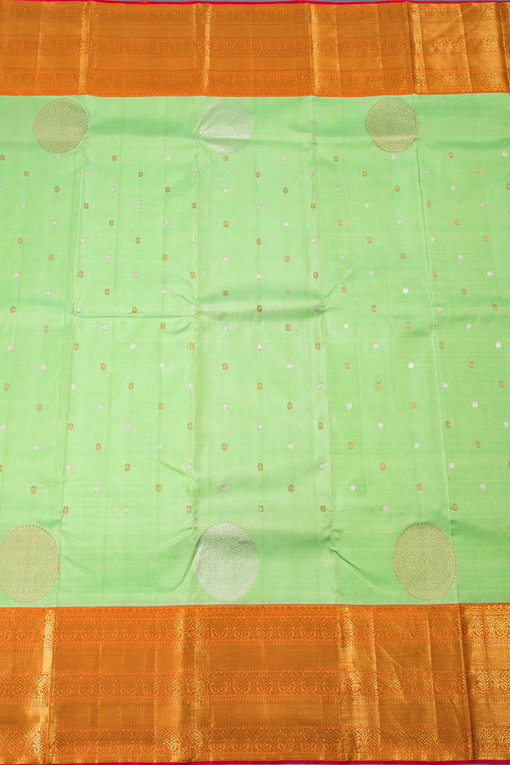 Light Green Pure Zari Korvai Kanjivaram Silk Saree 10060089