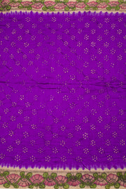 Violet Pen Kalamkari Bandhani Tussar Silk Saree 10060144