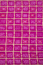 Fandango Pink Handcrafted Bandhani Gajji Silk Saree 10060148