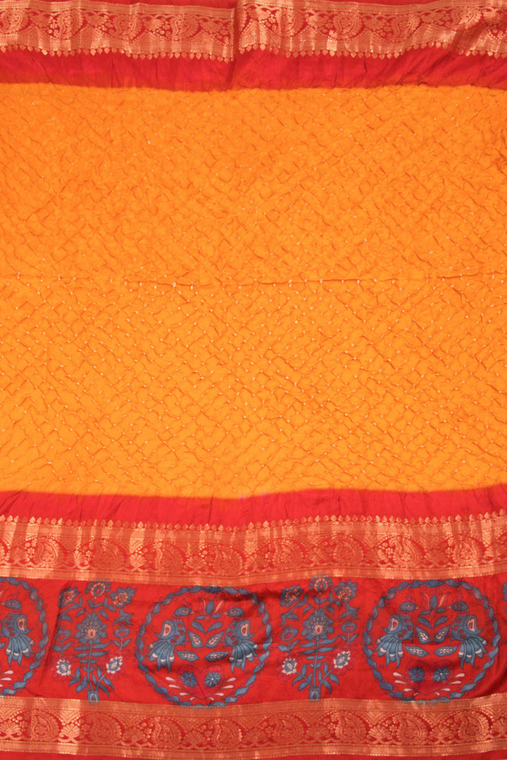 Yellow Kanjivaram Pure Silk Bandhani Saree 10060153