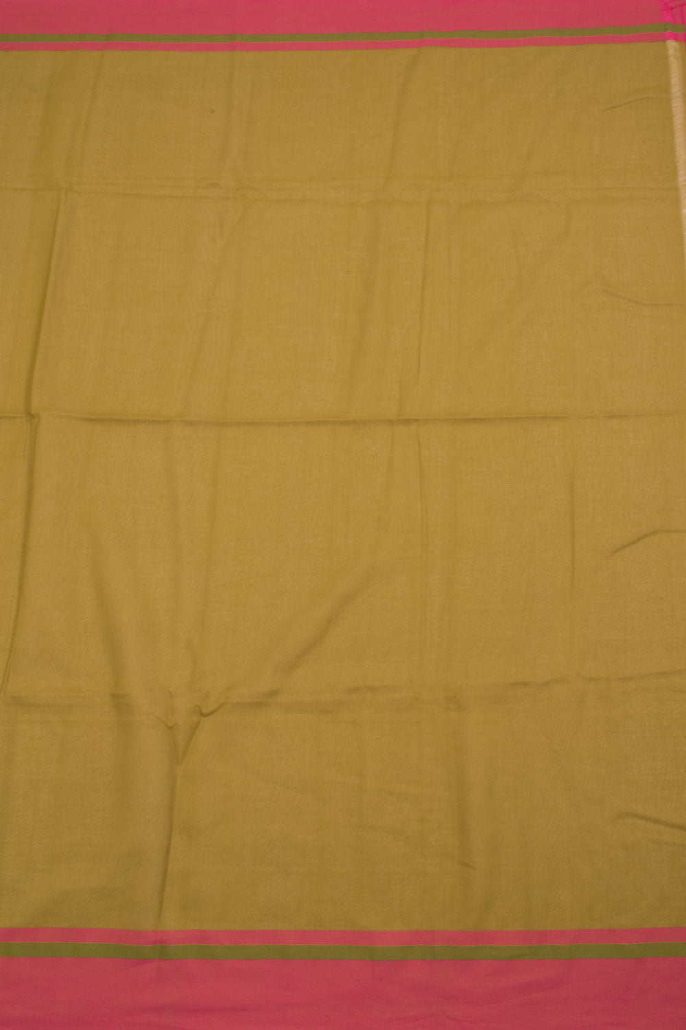 Olive Green Bengal Cotton Saree 10059312