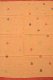 Apricot Orange Bengal Cotton Saree 10059313