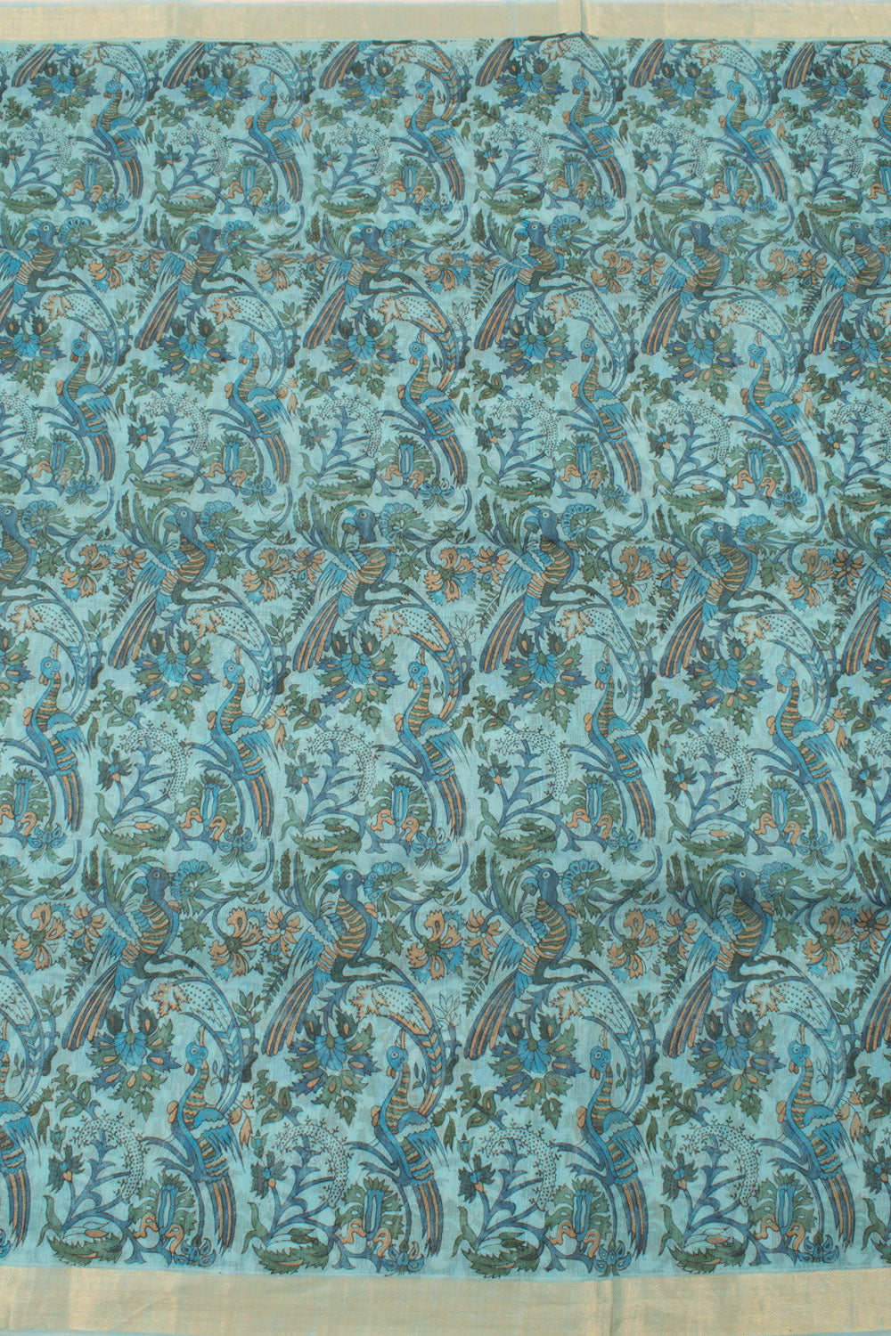 Sky Blue Printed Maheshwari Silk Cotton Saree 10059566