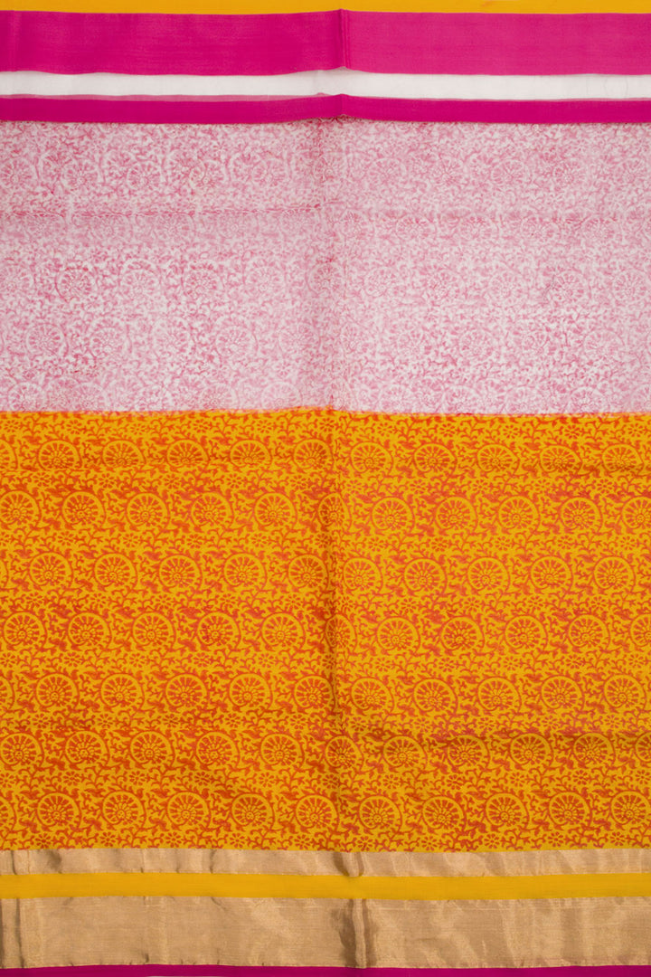 Hand Block Printed Maheshwari Silk Cotton Saree 10061015