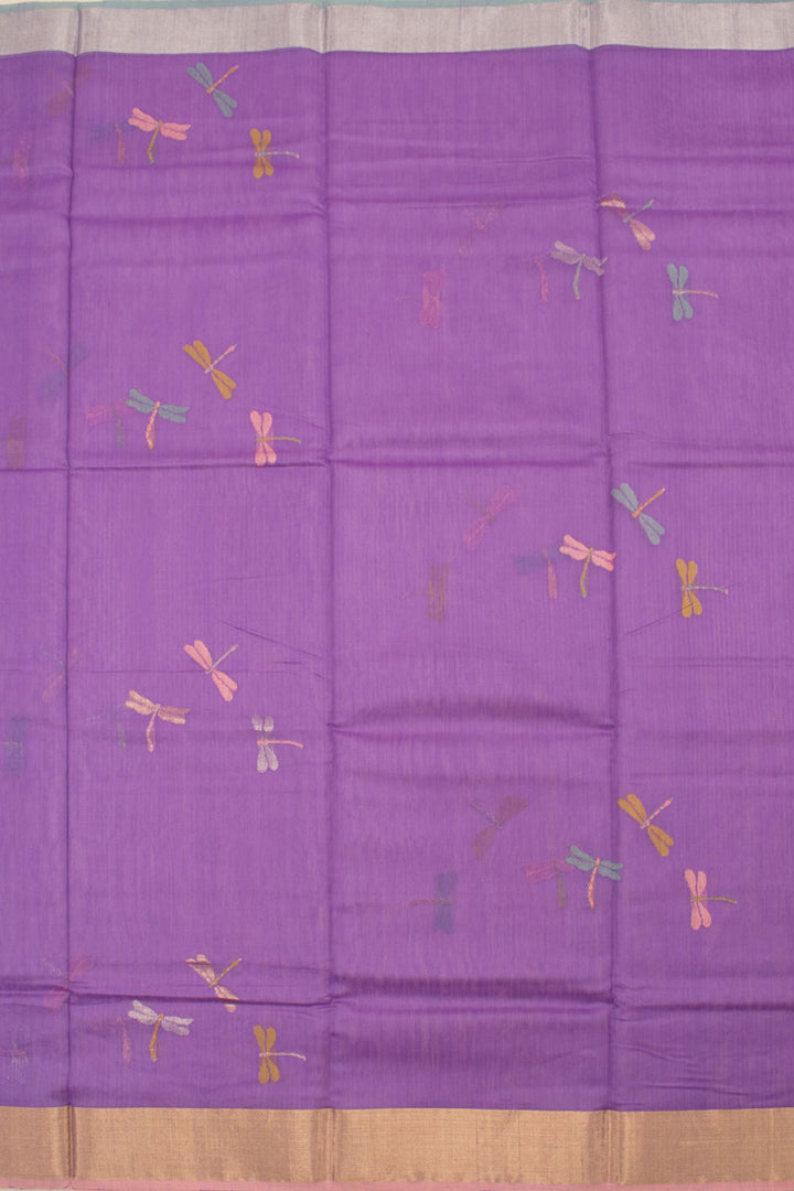 Violet Handloom Chanderi Silk Cotton Saree 10059678