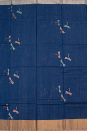 Ink Blue Handloom Chanderi Silk Cotton Saree 10059679