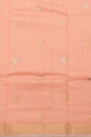 Pastel Peach Handloom Chanderi Silk Cotton Saree 10059684