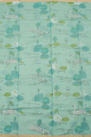 Aqua Green Printed Chanderi Silk Cotton Saree 10059690
