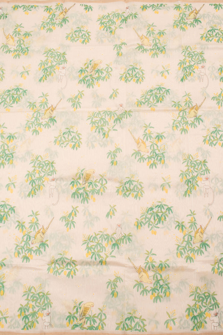 Cream Handloom Chanderi Silk Cotton Saree 10059693