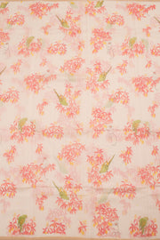 Pastel White Printed Chanderi Silk Cotton Saree 10059694