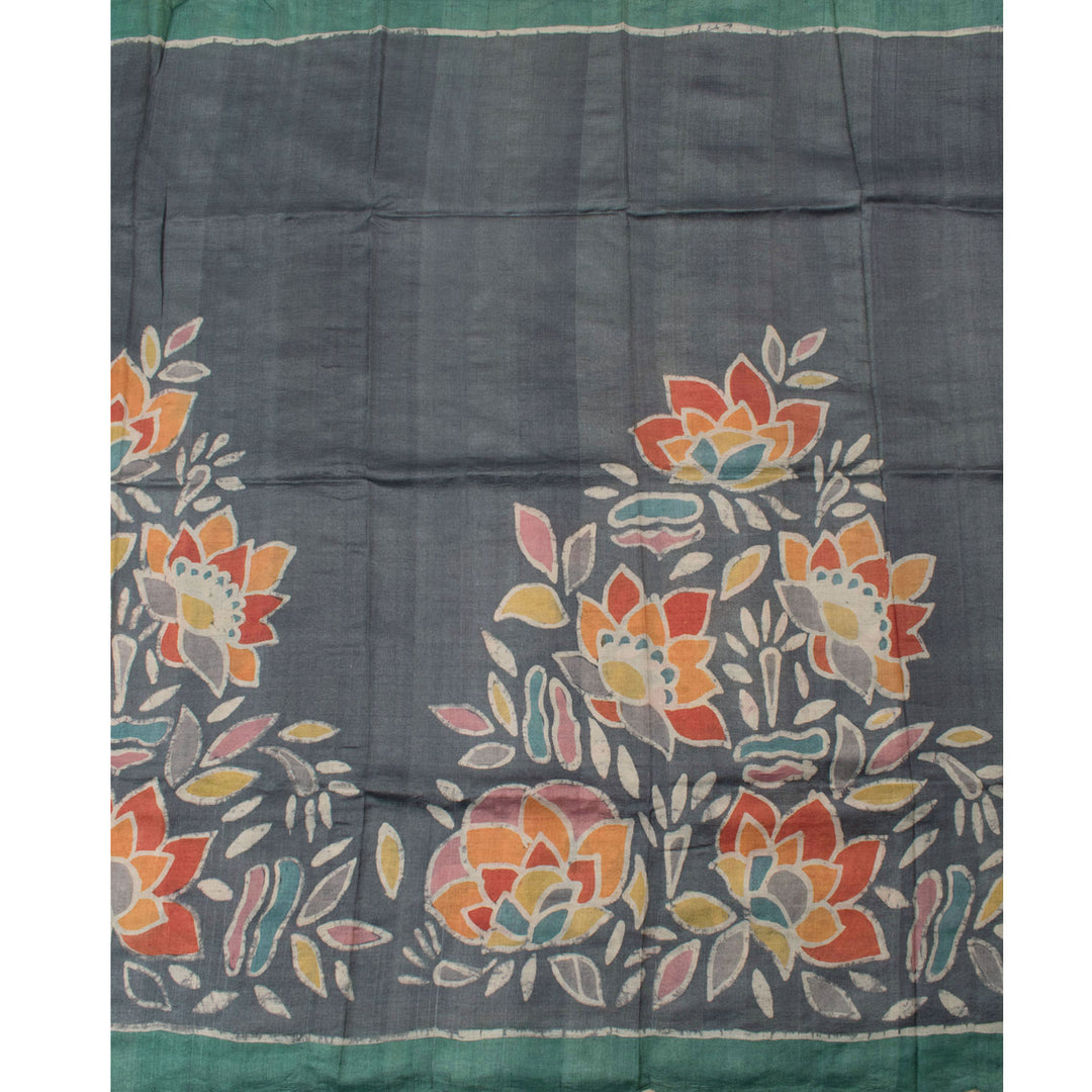 Hand Block Printed Tussar Silk Saree 10053689