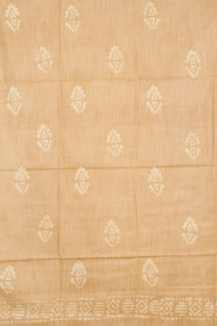 Beige Batik Printed Linen Cotton Salwar Suit Material 10062248