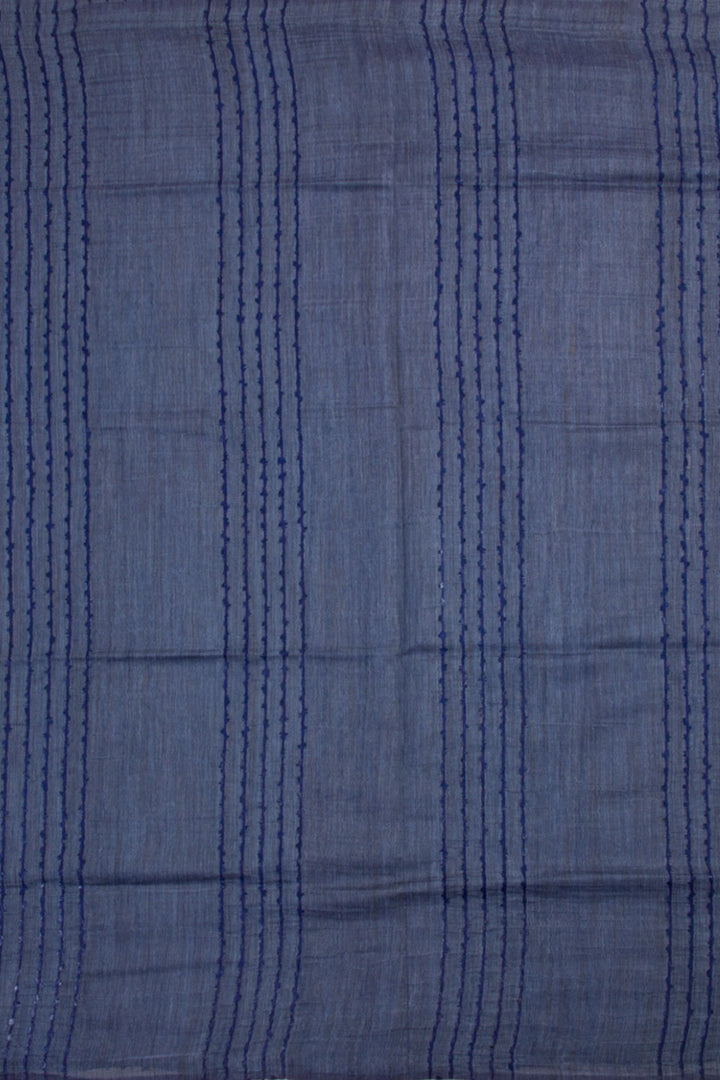 Glaucous Blue Handloom Bamboo Silk Saree 10061919