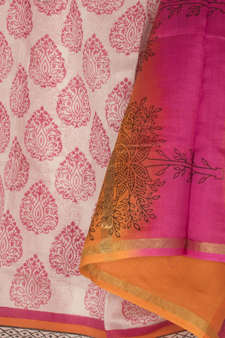 Hand Block Printed Chanderi Silk Cotton Dupatta 10058195