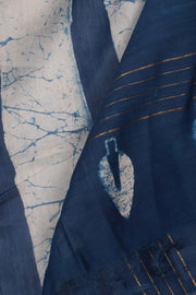 Dabu Printed Chanderi Indigo Silk Cotton Dupatta 10058200