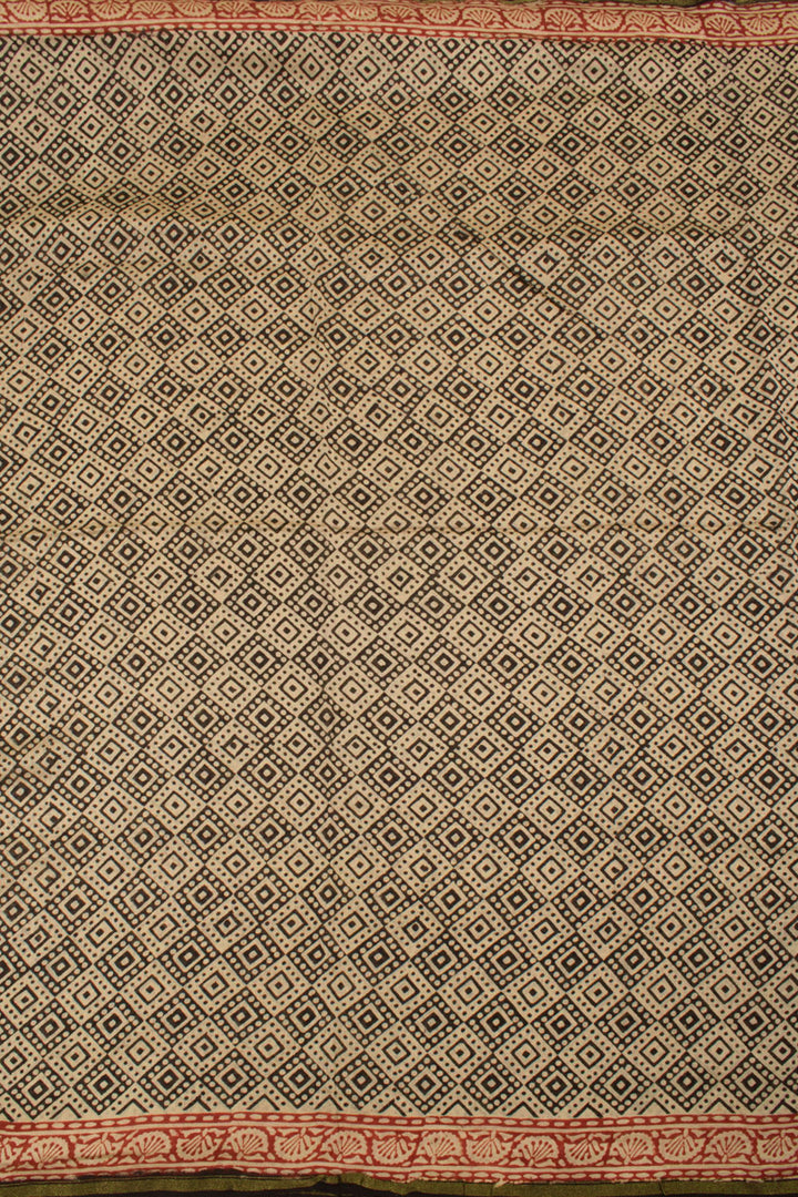 Hand Block Printed Chanderi Silk Cotton Saree 10058158