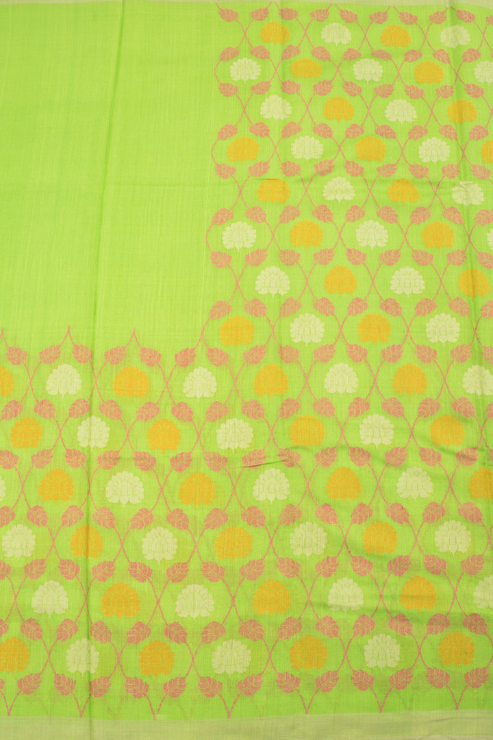 Lime Green Chhattisgarh Tussar Silk Saree 10059706
