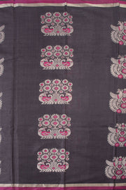 Deep Grey Chhattisgarh Meenakari Tussar Silk Saree 10059719