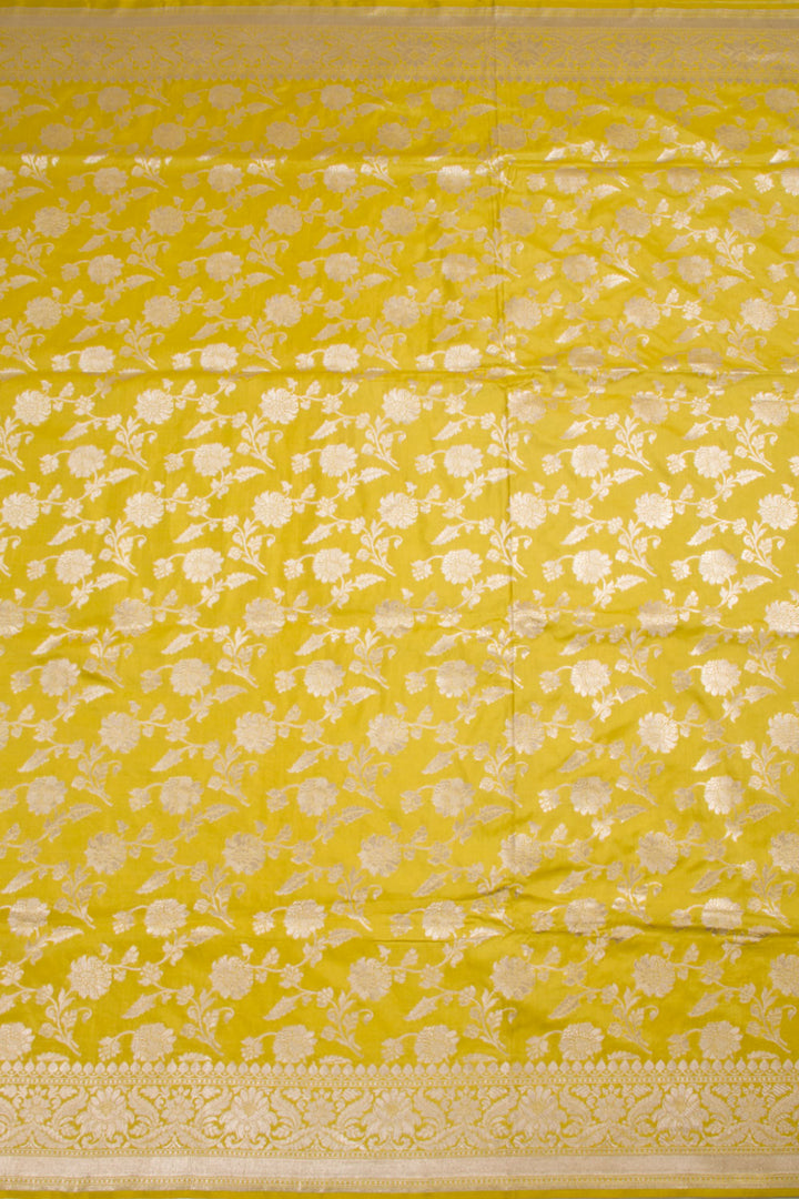 Yellow Handloom Banarasi Katrua Silk Saree 10061291