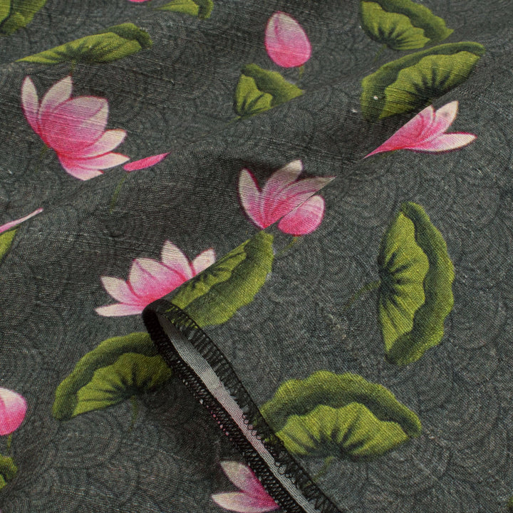 Pichwai Printed Raw Silk Blouse Material 10055766