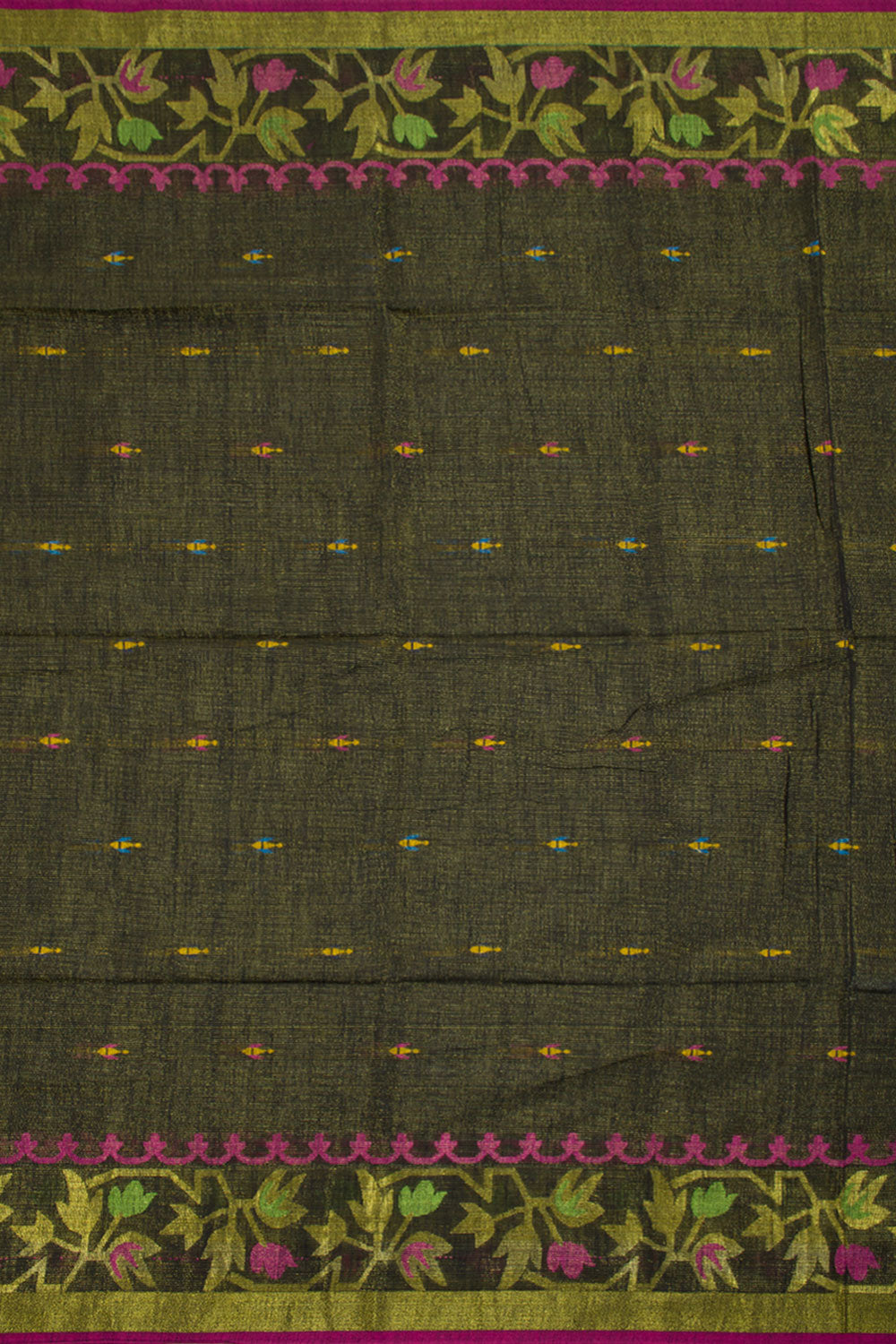 Black Handloom Bengal Cotton Saree 10061103