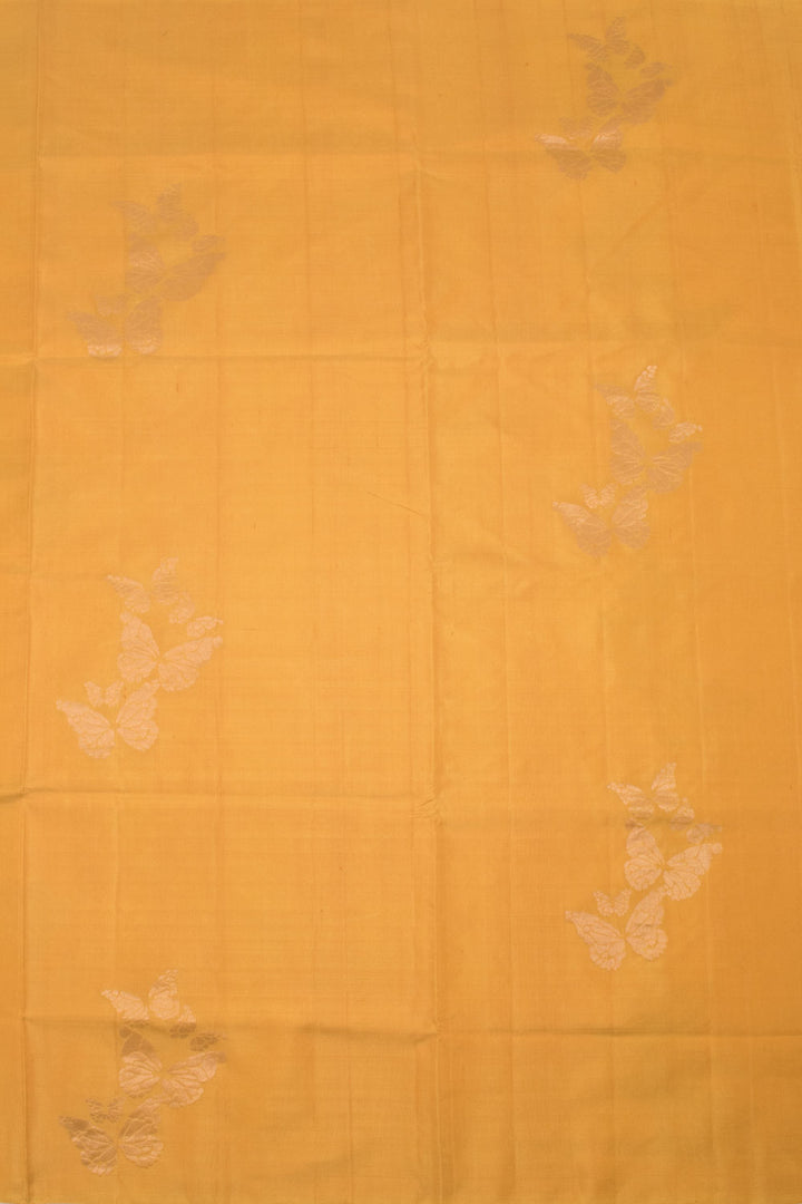 Butter Yellow Handloom Borderless Kanjivaram Soft Silk Saree 10059460