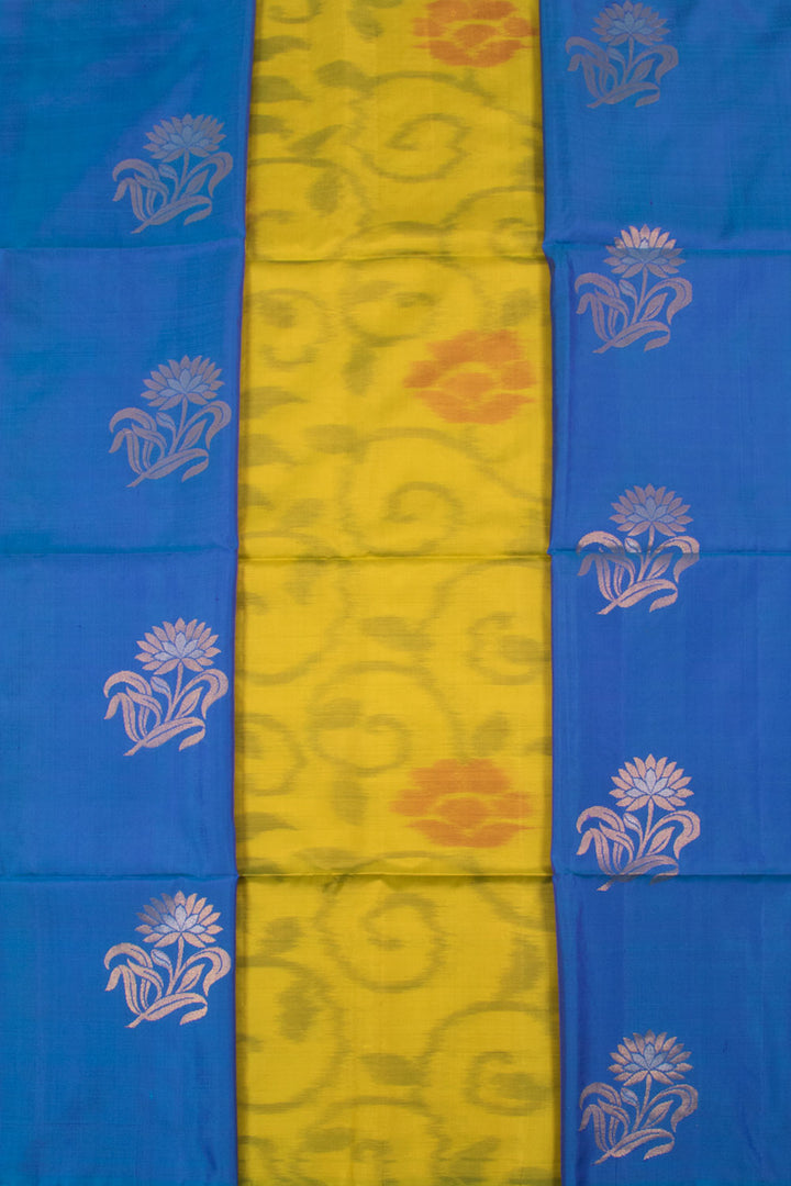 Admiral Blue Handloom Borderless Kanjivaram Soft Silk Saree 10059469