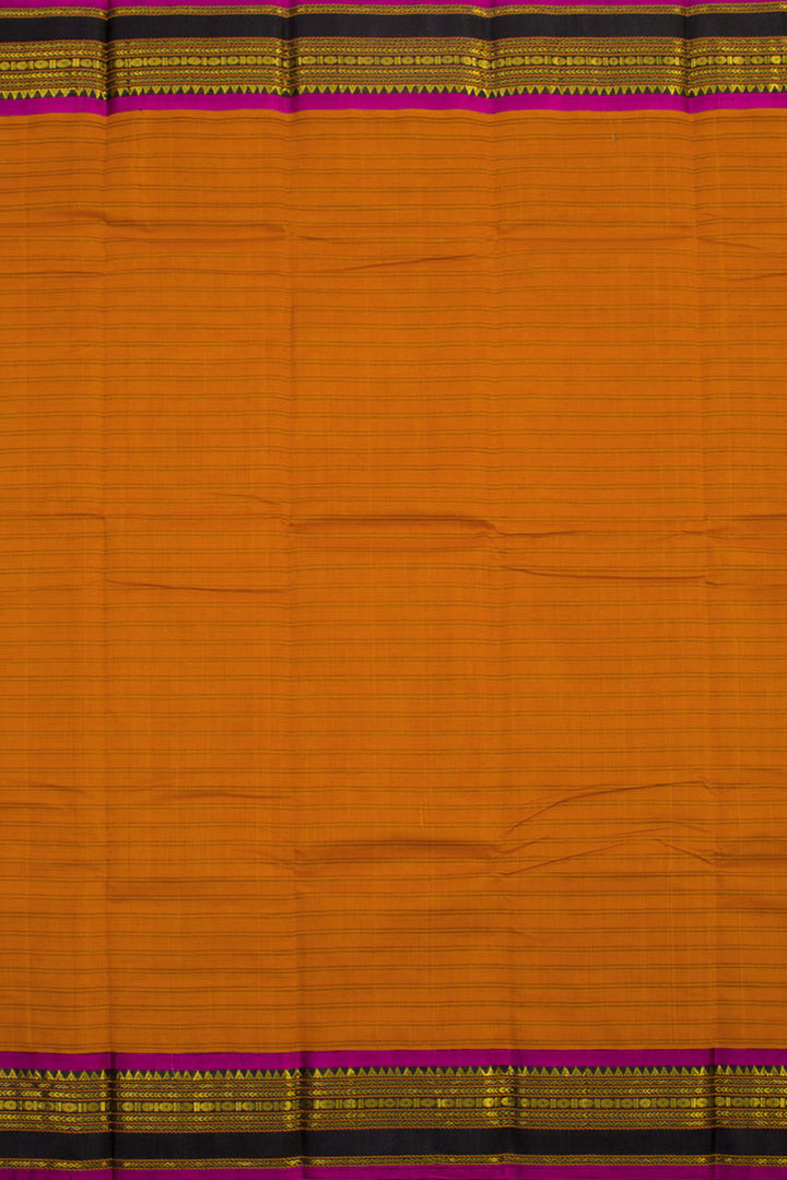 Orange Handloom Korvai Kanchi Silk Cotton Saree 10061794
