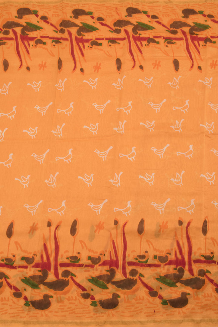 Hand Block Printed Chanderi Silk Cotton Saree 10058849