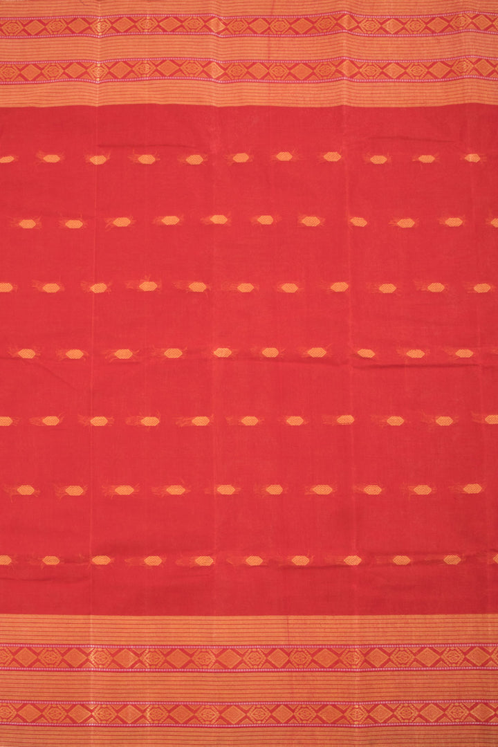Candy Apple Red Bengal Tant Cotton Saree 10058884