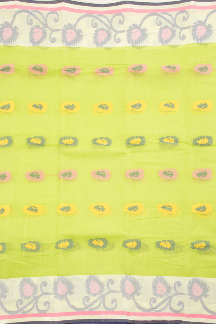 Chartreuse Green Bengal Tant Cotton Saree 10059784