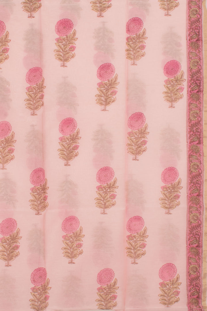 Hand Block Printed Chanderi Silk Cotton 2-Piece Salwar Suit Material 10058789