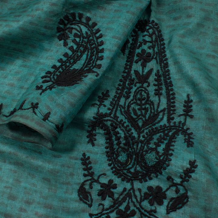 Chikankari Embroidered Tussar Silk Blouse Material 10054519