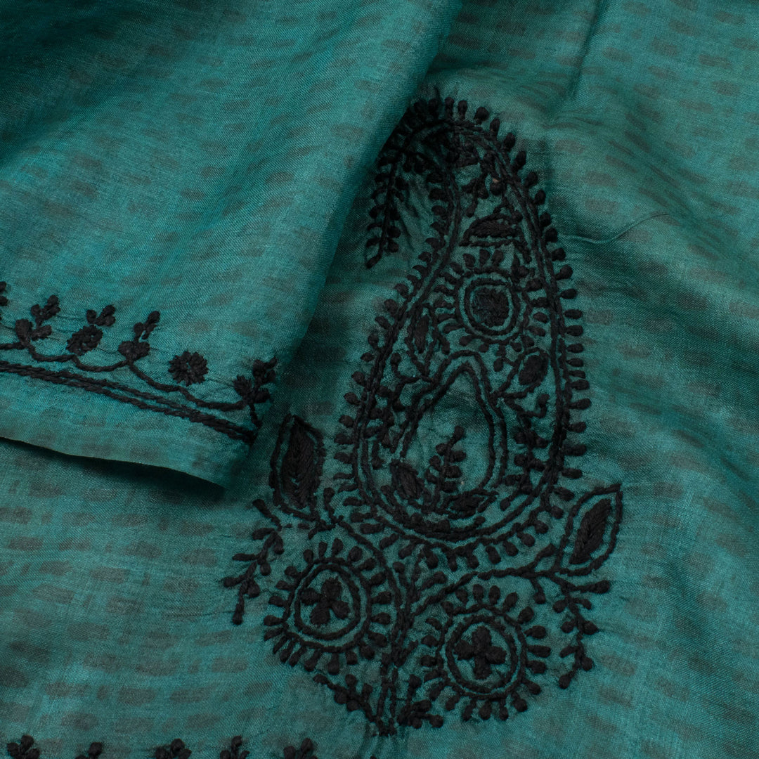 Chikankari Embroidered Tussar Silk Blouse Material 10054520