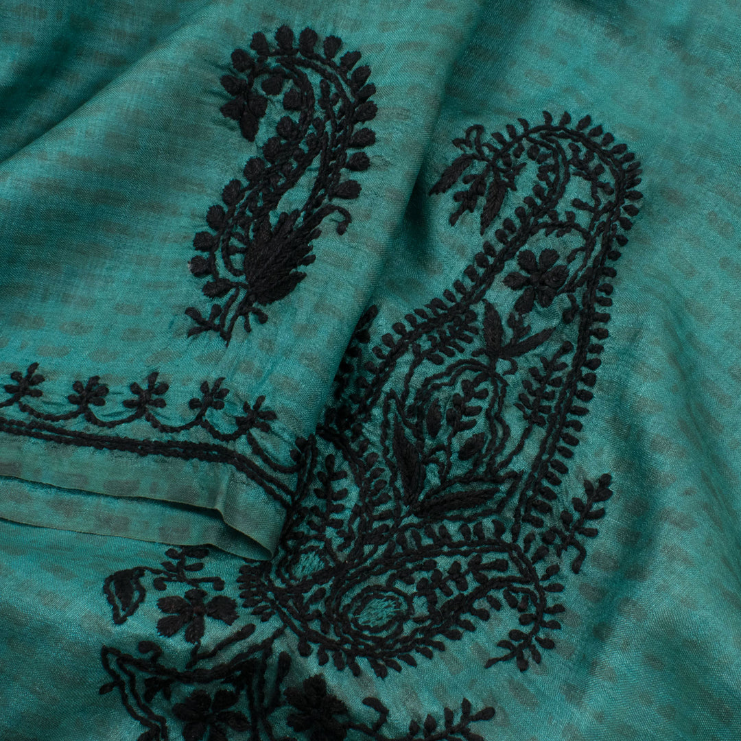 Chikankari Embroidered Tussar Silk Blouse Material 10054522