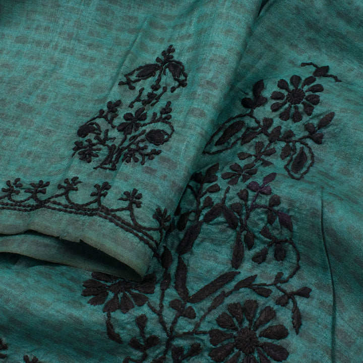 Chikankari Embroidered Tussar Silk Blouse Material 10054523
